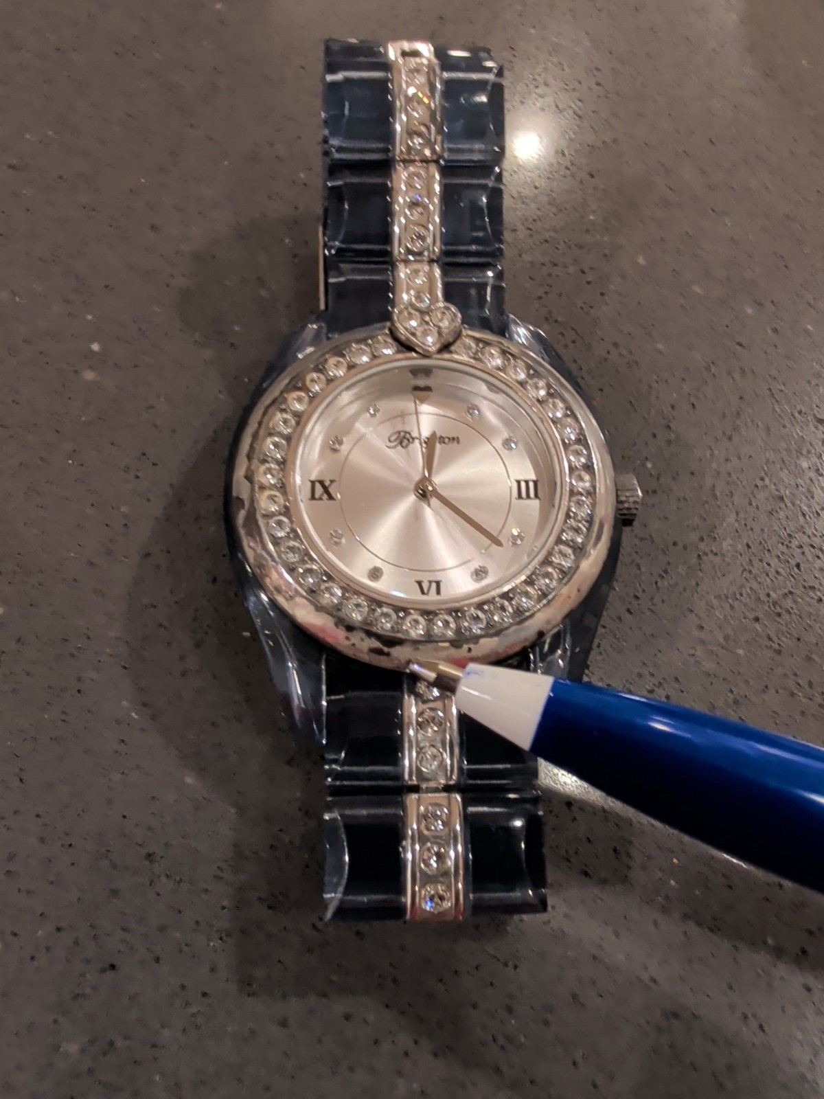 Brighton Dana Point Crystal Bezel Clear Acrylic Watch Rhinestone New Battery Q85