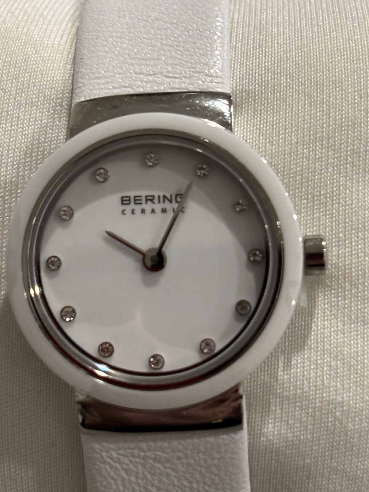 Ultra Slim Watch by Bering – Ceramic Bezel-Sapphire Glass-Swarovski Crystals NEW
