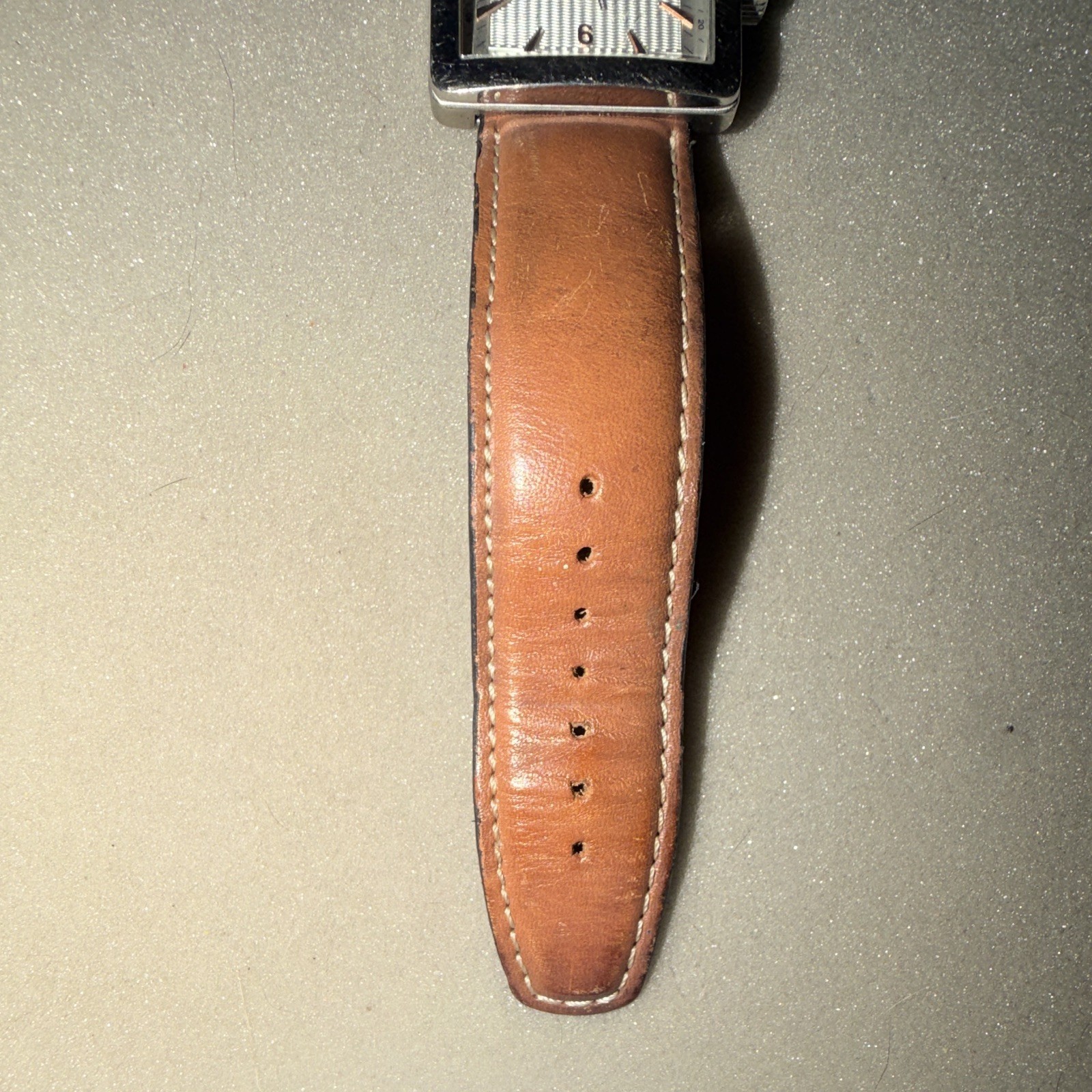 Nautica Men’s Square Analog Quartz Watch Date Brown Leather Strap White Dial