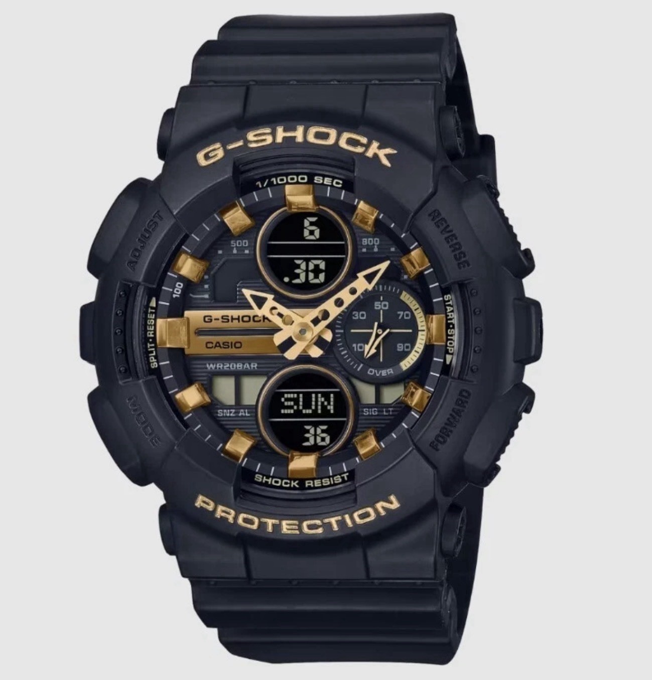 Casio G-SHOCK Black/Gold Analog-Digital Quartz 200m Resin Watch w/ Box