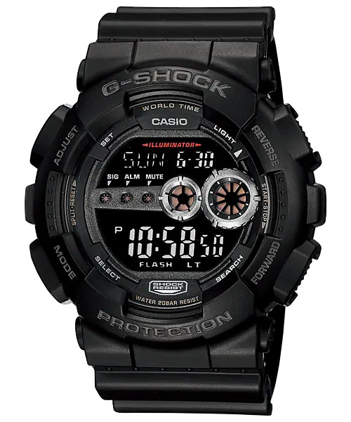 Casio G-Shock GD100-1B Digital Watch – 200M WR, LED, 7-Year Battery, Black