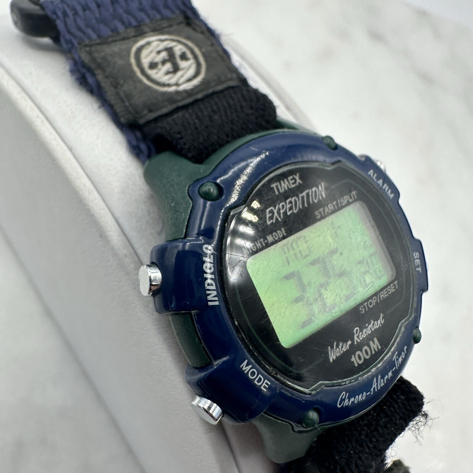 Vintage Timex Expedition Womens Two Tone Blue Green Digital Watch New Battery