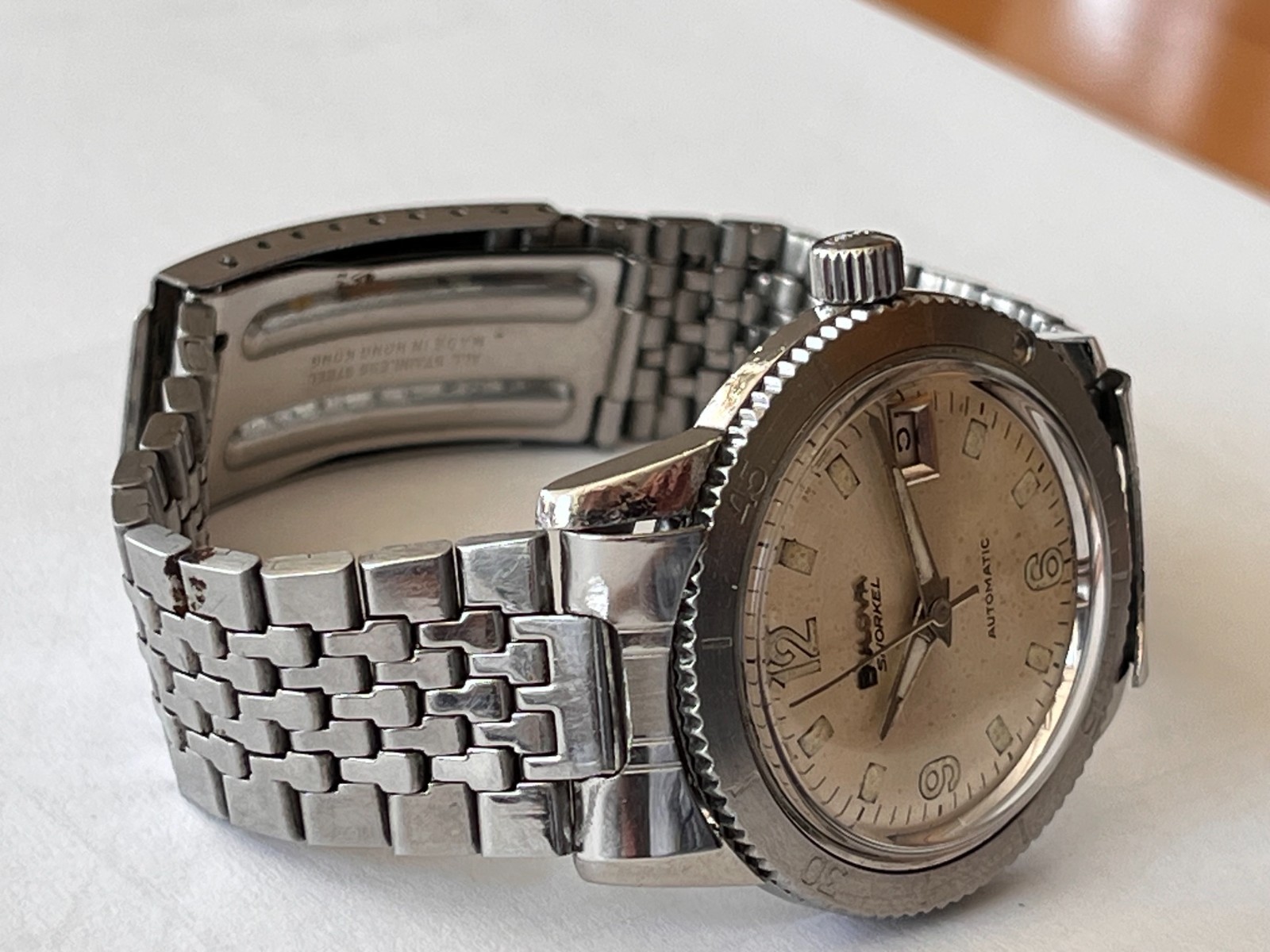 Vintage 1969 Bulova Snorkel Automatic Diver 386-3 Swiss 11BLACD Signed Bracelet