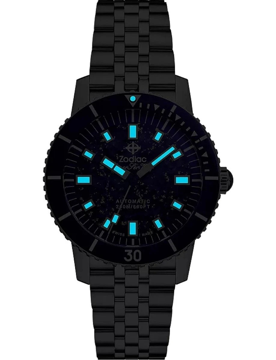 Zodiac Super Sea Wolf ZO9312 Blue Lapis Dial Swiss Automatic Watch SS Bracelet