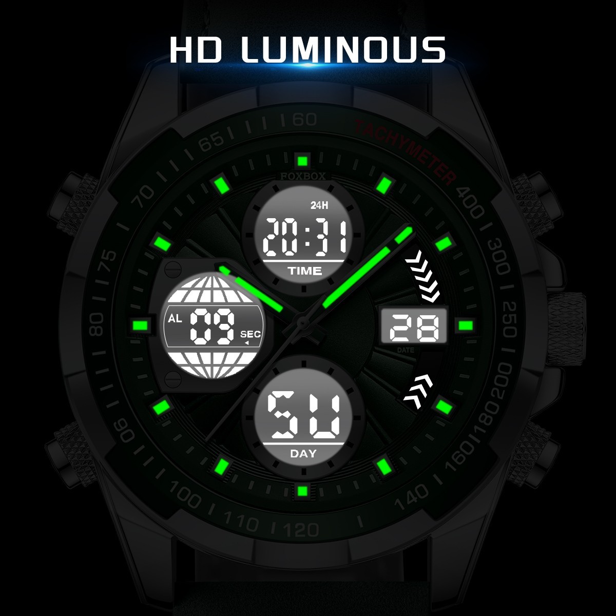 Luxury Men Watch Quartz Digital Analog Luminous Waterproof Business Wristwatch