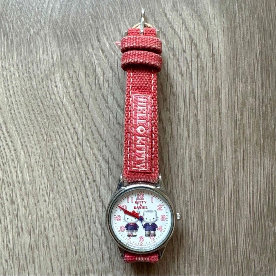 Sanrio Hello Kitty & Daniel Quartz Watch Red Canvas Band Used
