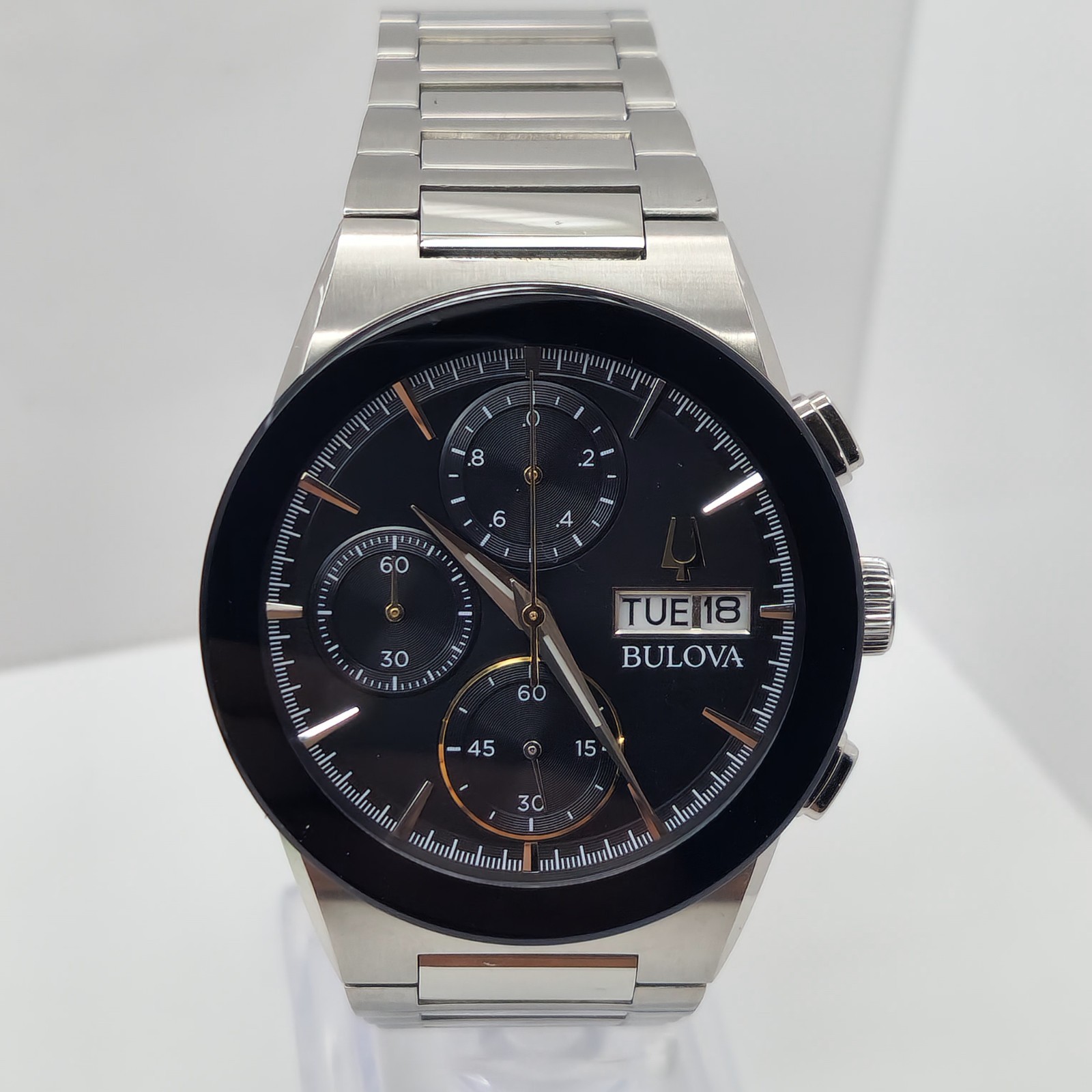 Bulova Men’s Millennia Chronograph Day Date Quartz Silver Watch 41MM 96C149