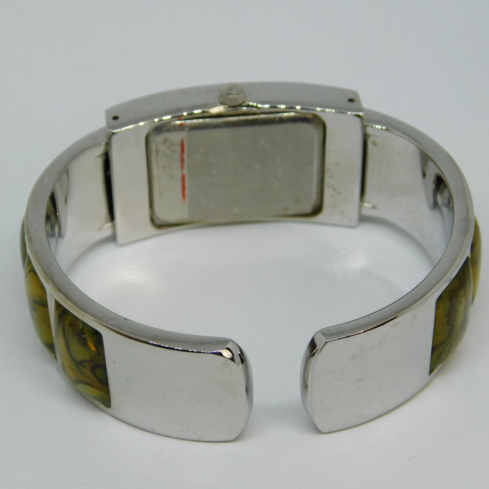 Mother of Pearl Inlay Cuff Bracelet Quartz Women’s Watch Sz. 6″ New Battery