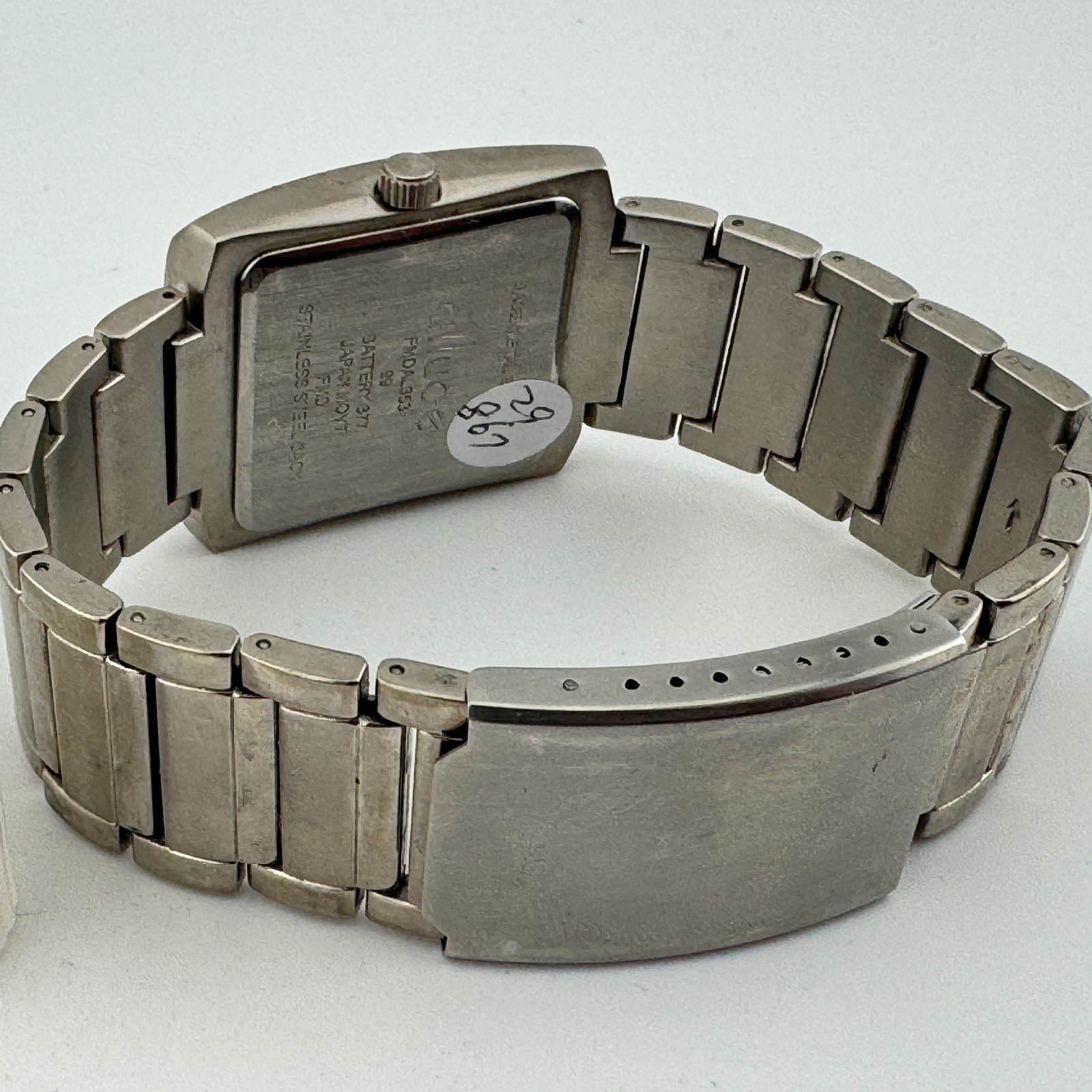 Allude Quartz Watch Men Silver Blue Rectangle Diamond Analog New Battery 8.25″