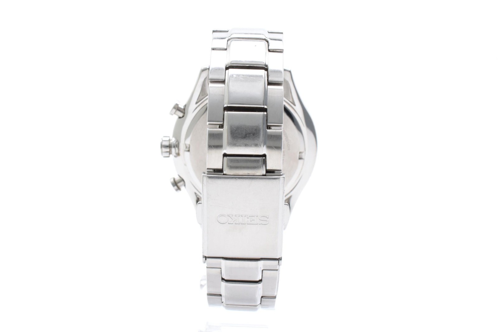 Seiko Chronograph 7T04-0AE0 White Dial Big Date Men’s Quartz Watch Silver SBPY