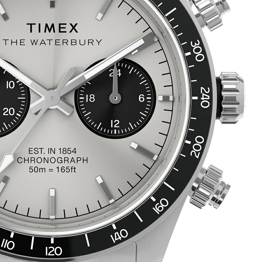 Timex Waterbury Heritage Chronograph 39mm Silver Stainless Steel New R8041060