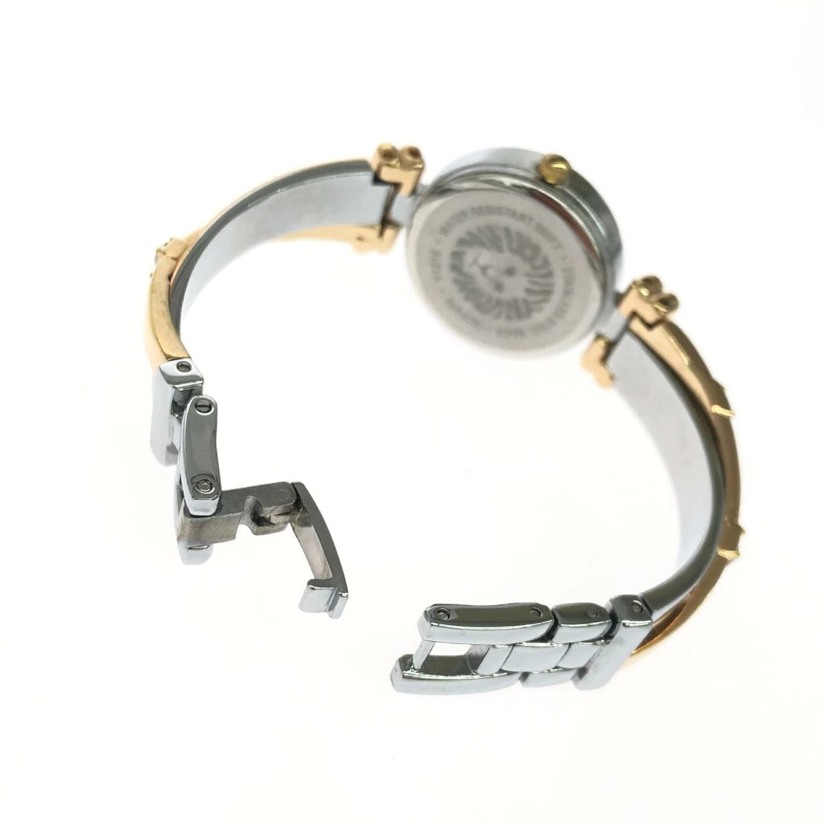 ANNE KLEIN Bangle Watch Timepiece Good Condition Rhinestones SS Gold Color Silve