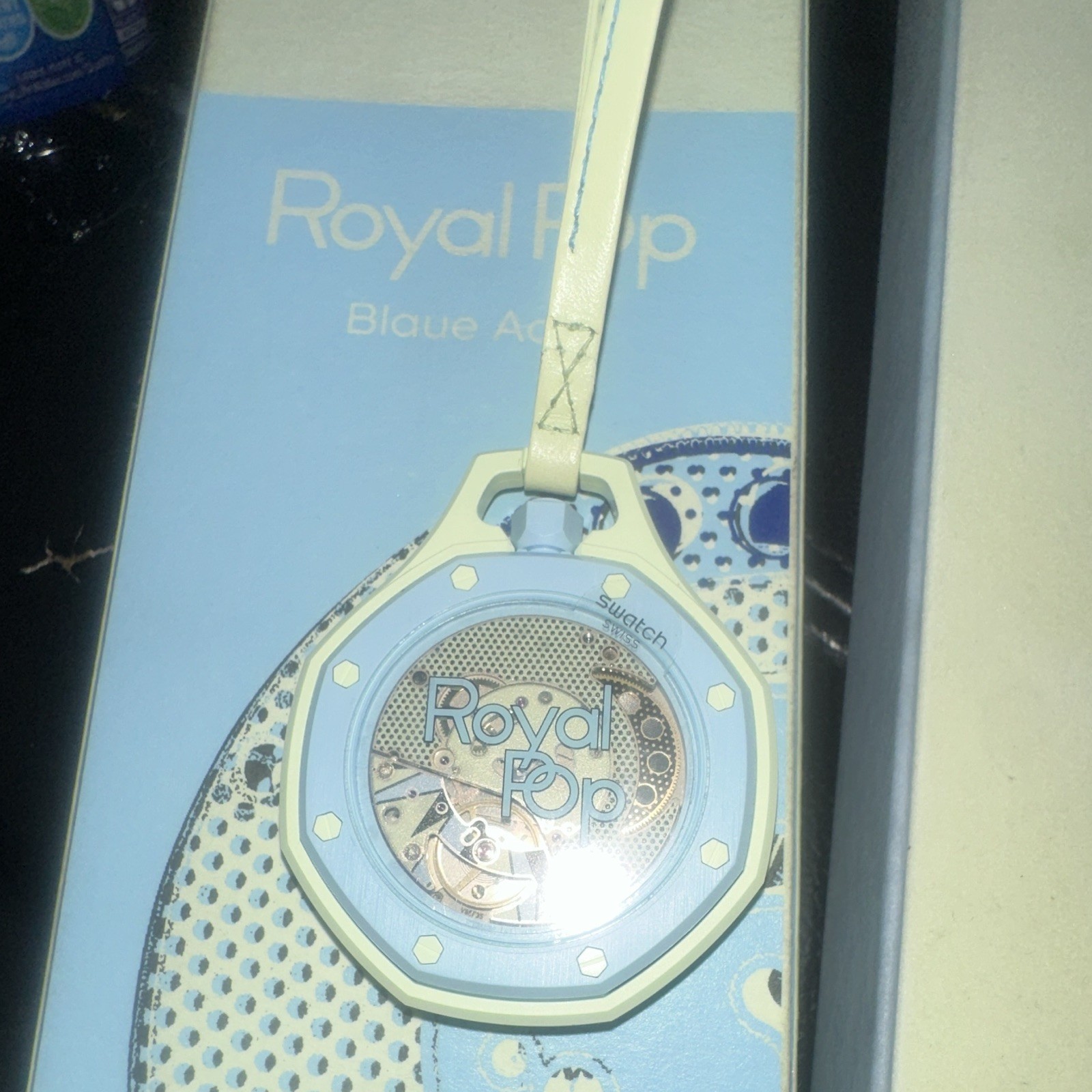 Swatch AP Royal Pop Blue Dial Quartz Analog leather box