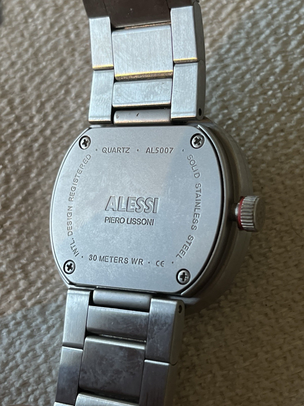 Alessi AL5007 Piero Lissoni Designer Quartz Watch Stainless Steel Original Italy