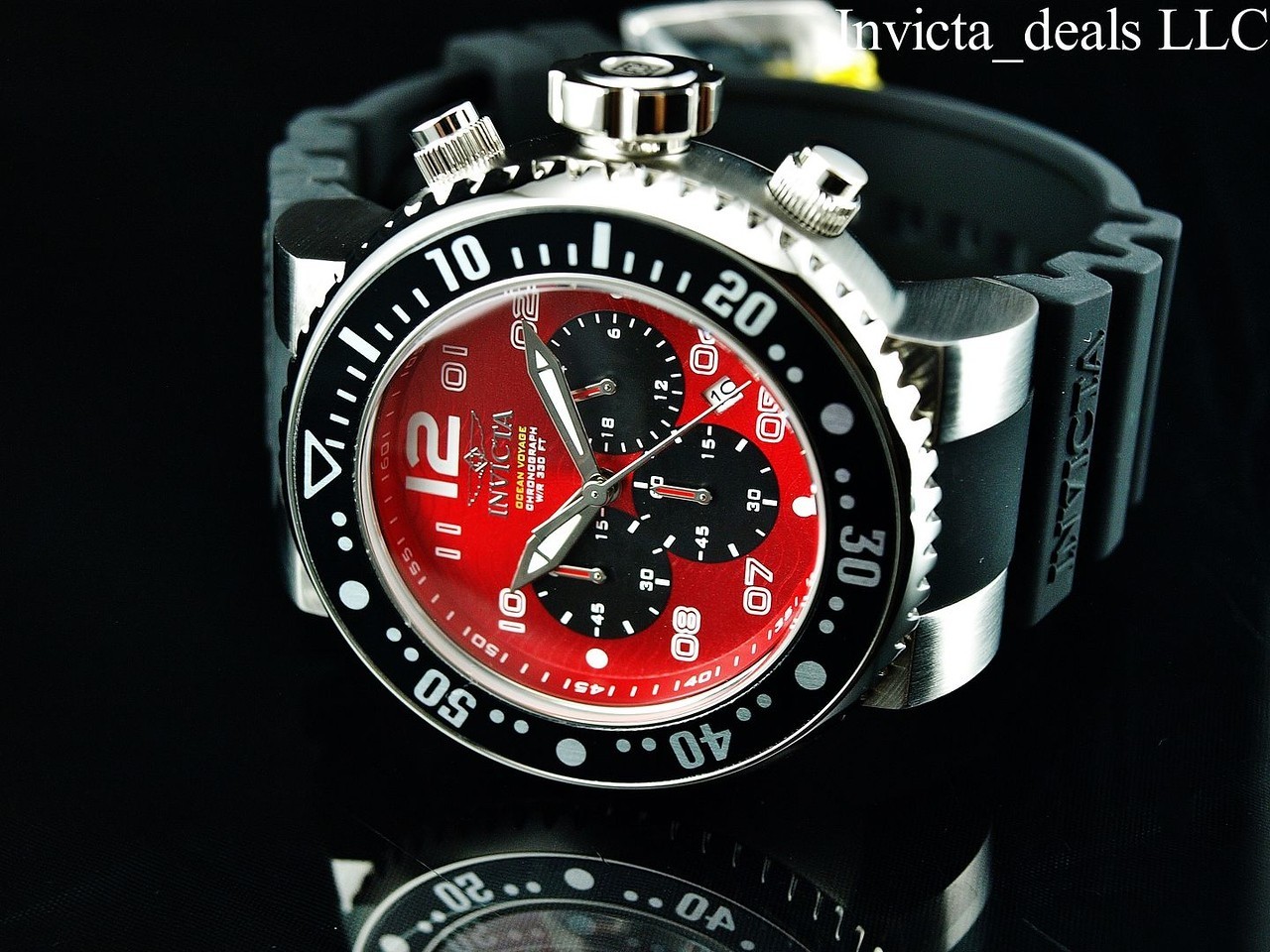NEW Invicta Men’s 52mm Pro Diver OCEAN VOYAGE Chronograph RED DIAL 300m SS Watch