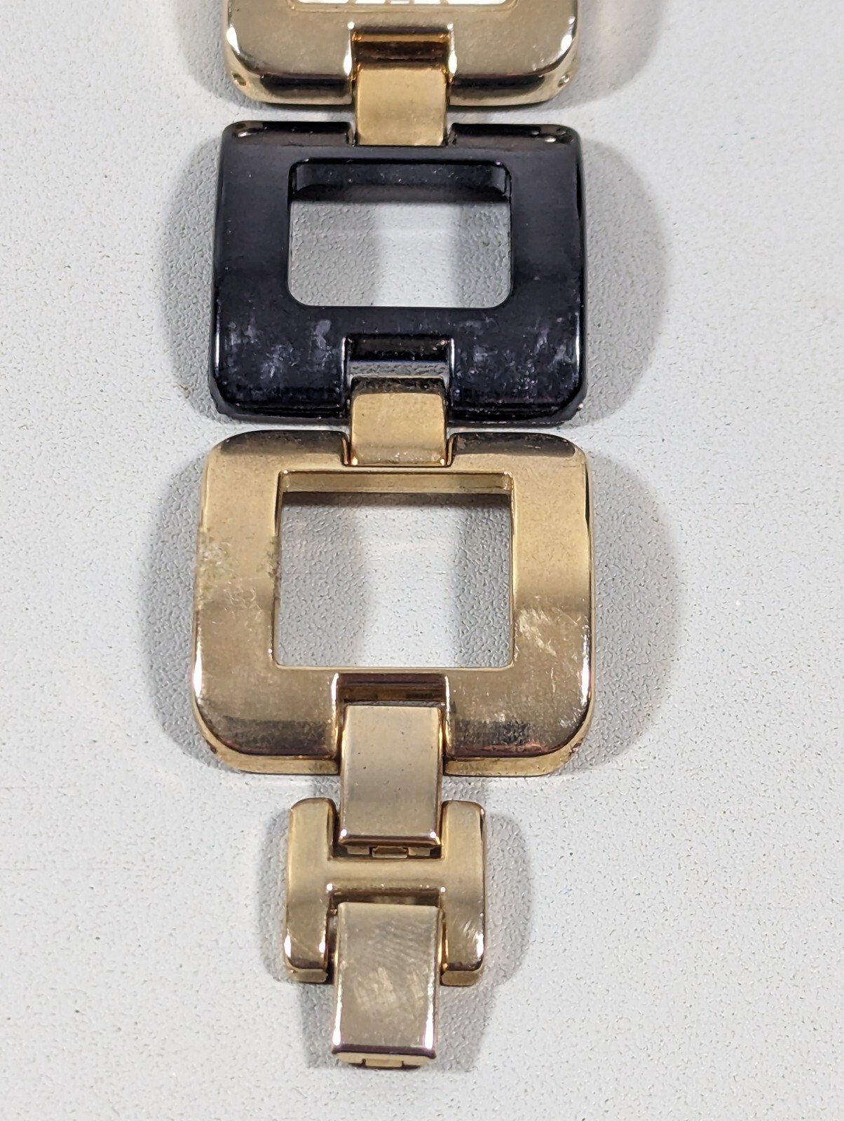 Bora White Dial Gold Tone Square Case Link Bracelet Band Watch