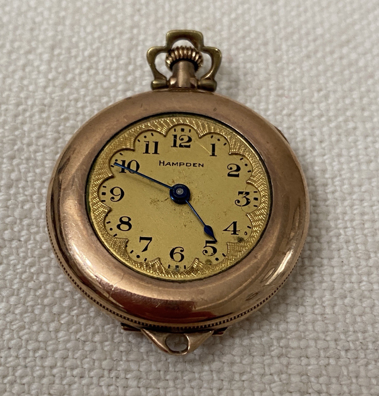 Antique Molly Stark Hampden Pendant Watch Rose Gold Filled Deuco Case