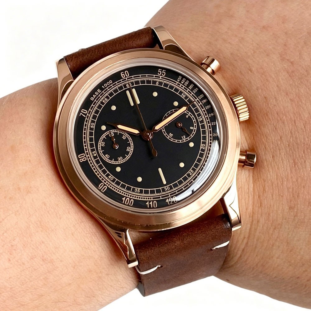 Tandorio 38mm Silver/Rose Gold Quartz Chronograph Vintage Watch For Miyota OS20