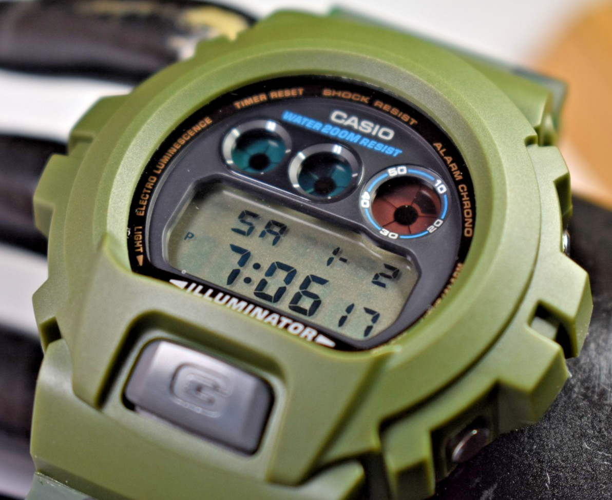 MODIFIED Casio G-Shock DW6900-1V (3230) Military Green/Camo Men’s Watch NEW BATT