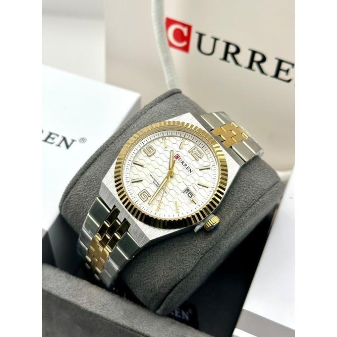 CURREN Stylish Men’s Quartz Watch Two Tone Stainless Steel Band Round Dial