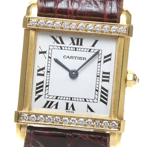 CARTIER TANK CHINOISE Does Not Apply 22mm YG/Leather White #C1565