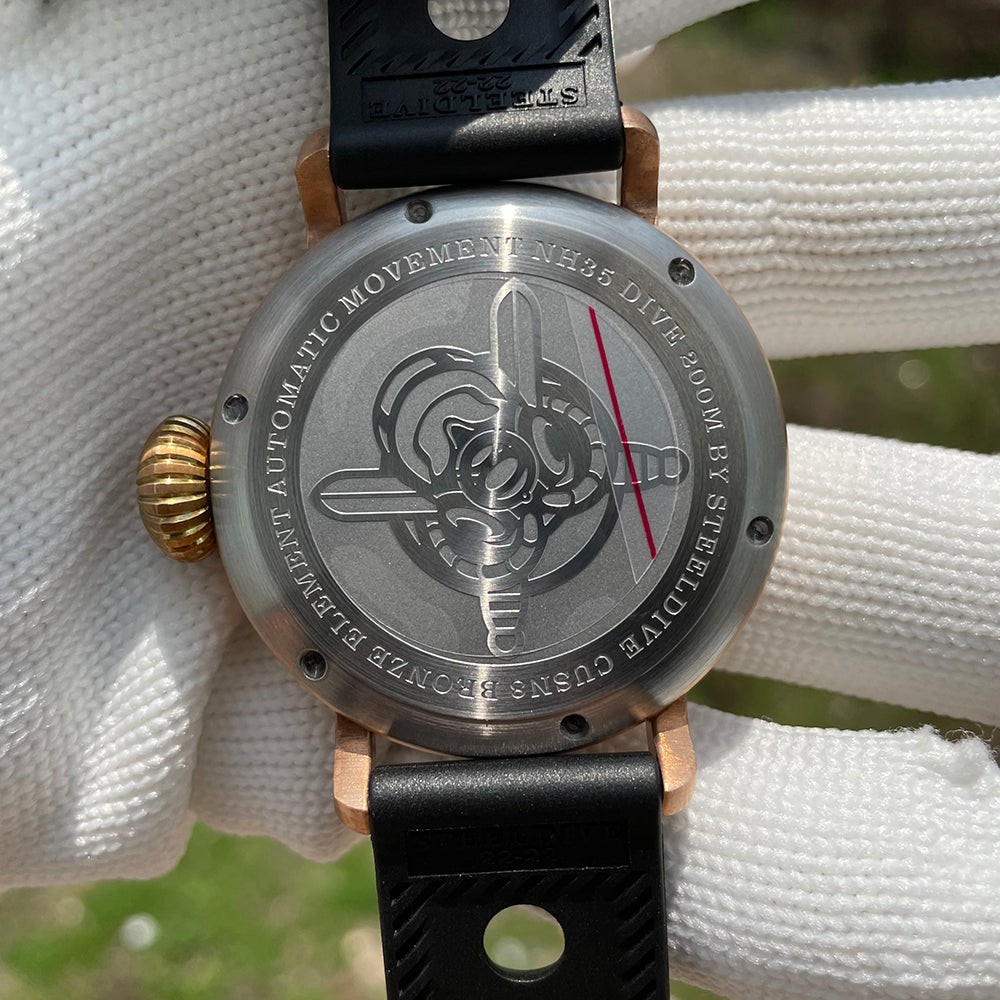 STEELDIVE SD1903S Mens Pilot 46.5mm 200M Automatic Dive Watch NH35 Swiss