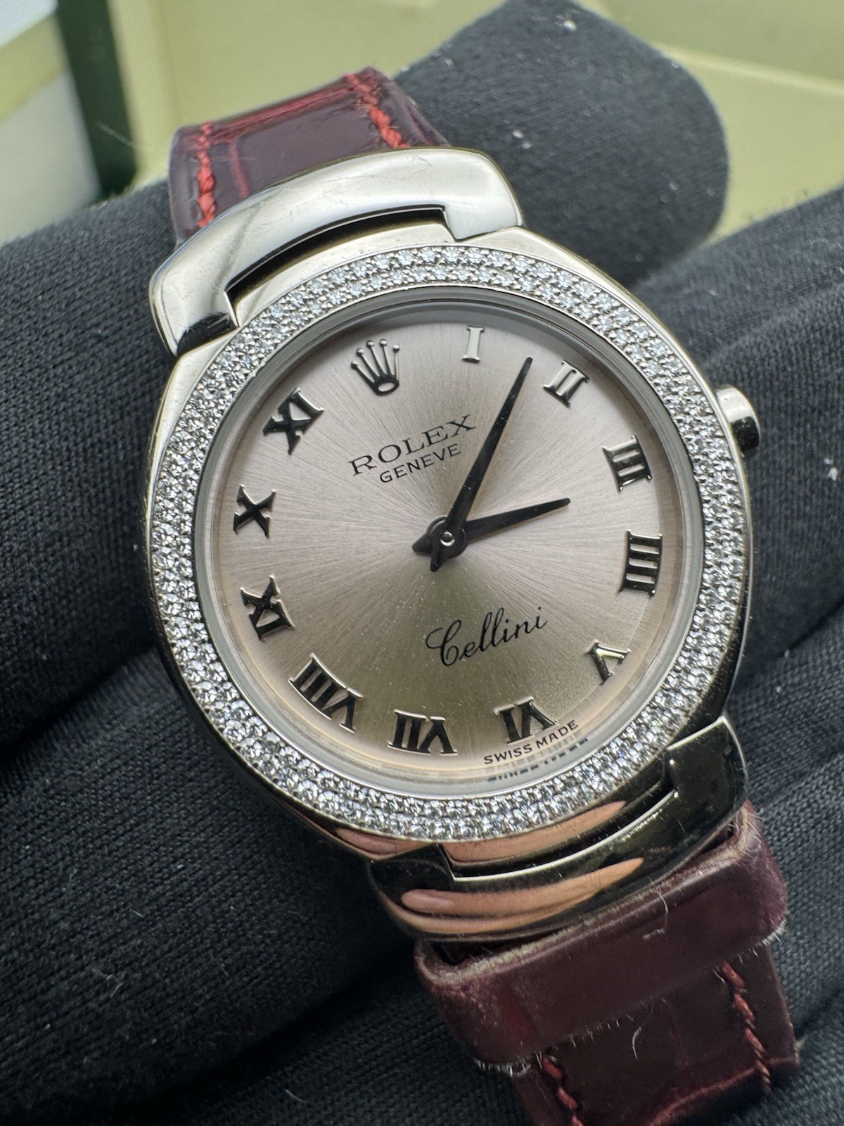Rolex Cellini Cellissima 6671/9 26mm Pink Dial Diamond Bezel 18k Gold*Box*