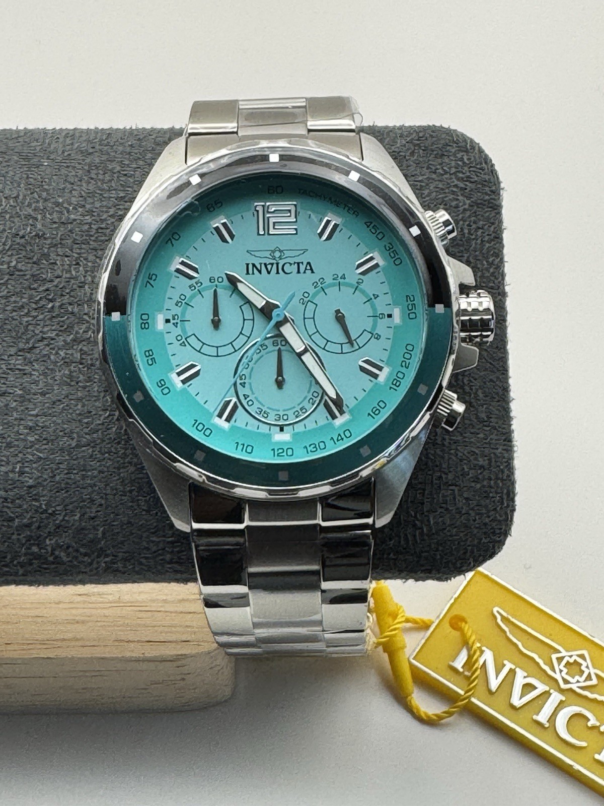 Invicta Speedway Wristwatch Chronograph Turquoise Dial Stainless Steel Bracelet