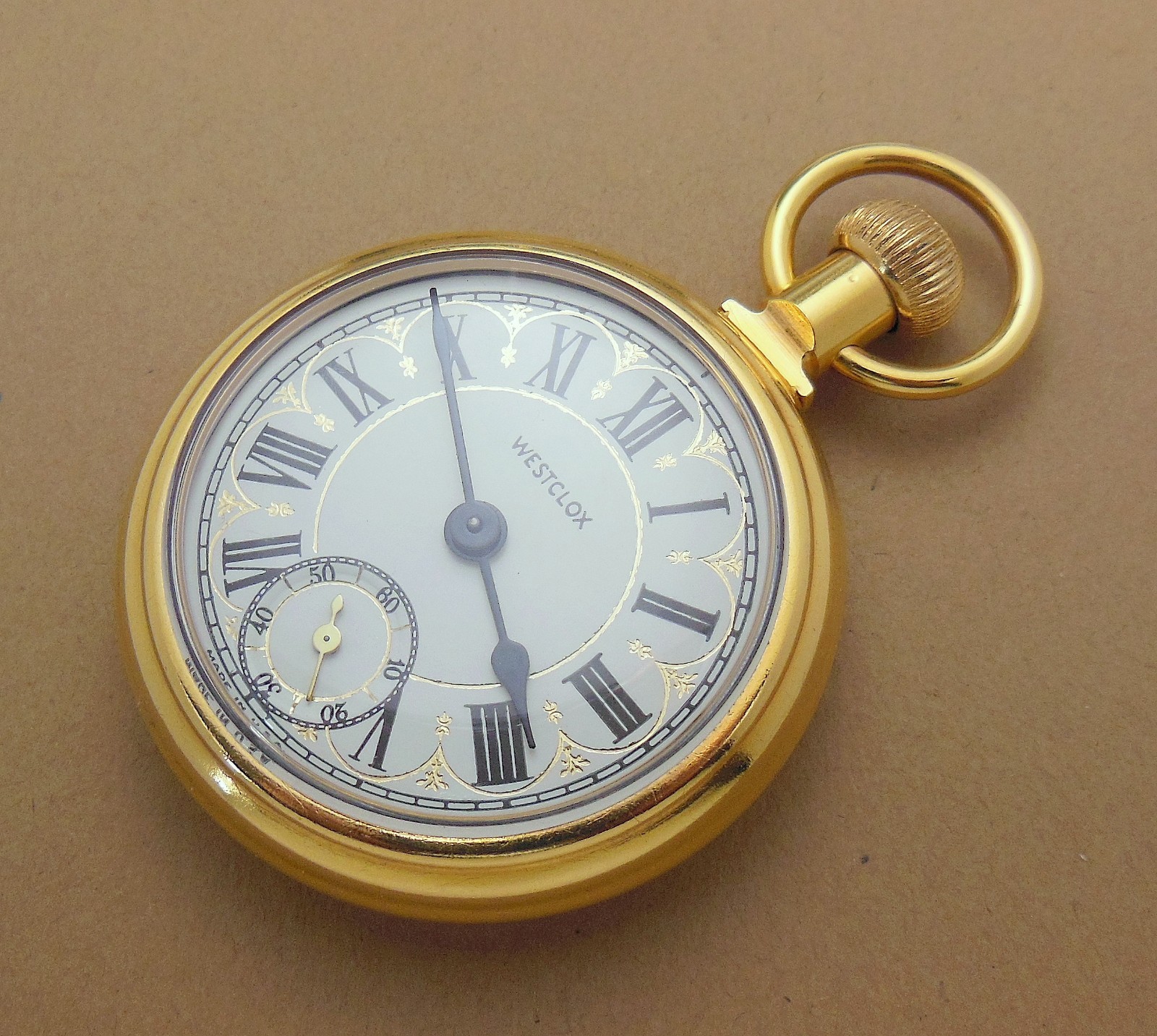 VTG Westclox ‘The Conductor’ Train Themed Mechanical Pocket Watch w/ Chain Runs