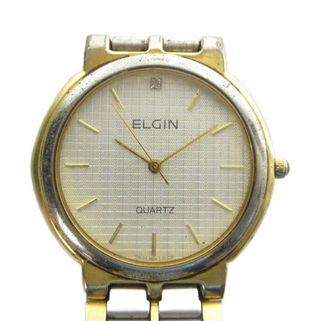 Elgin men’s quartz watch 30mm stainless steel silver gold AB condition