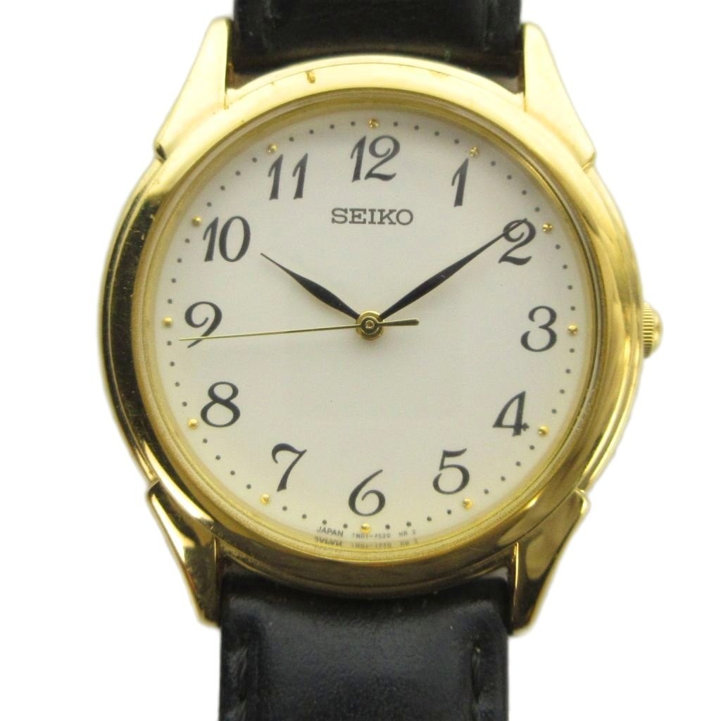 Seiko Spirit 7N01-7140 Men’s Quartz Watch 32mm Gold Stainless Steel B