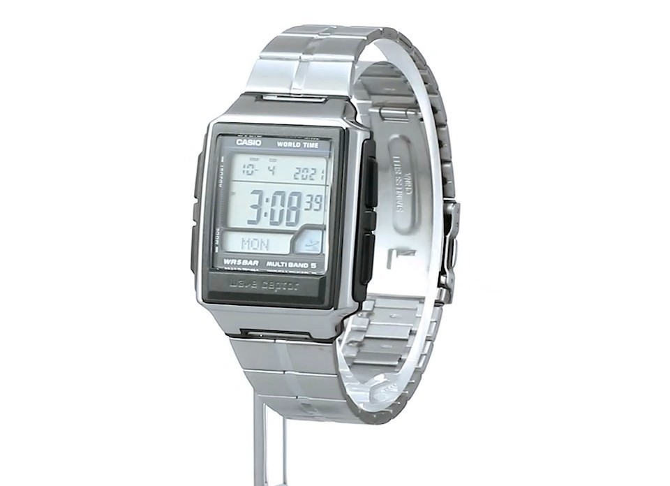 CASIO WV-59RD-1AJF Wave Ceptor Radio Solar Silver Metal Digital Watch Japan New