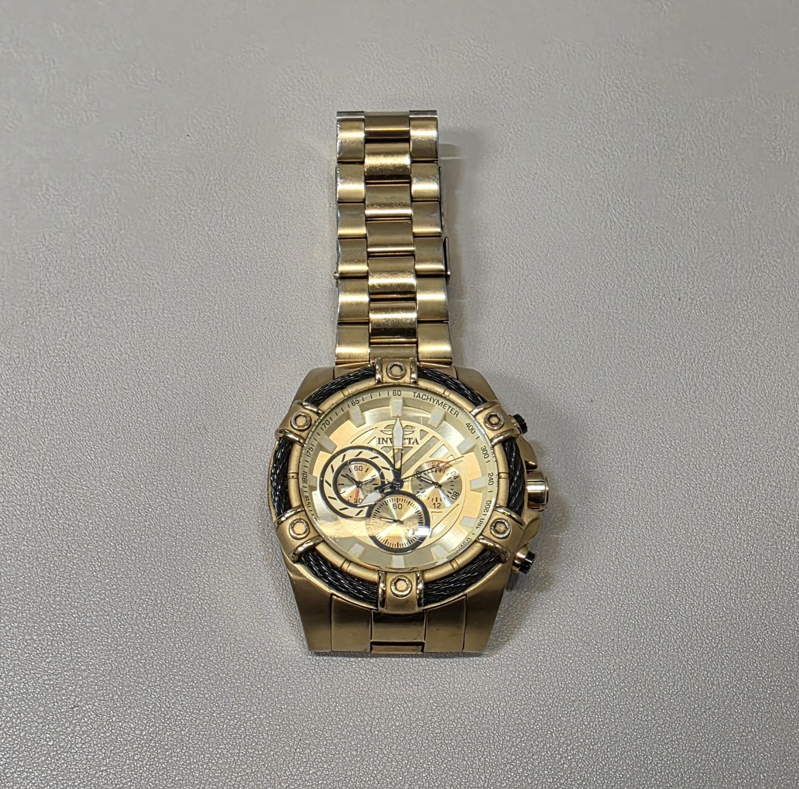 Invicta Bolt Men 52mm 25515 Chronograph Gold/Sunray Dial Gold Tone