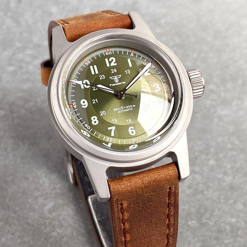 Tandorio New 36mm Sapphire Arabic Numerals 20ATM NH35A Automatic Men Watch Lume
