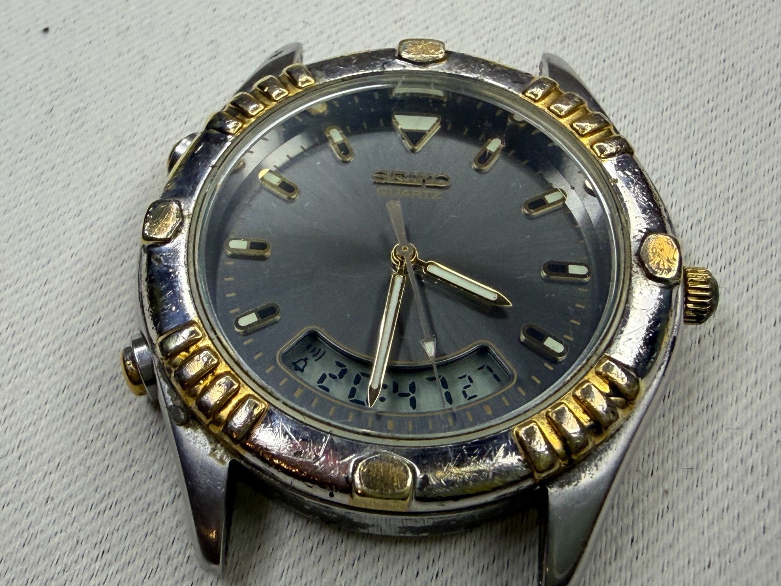 Vintage Seiko H801-7028 Ana-Digi Men’s Chronograph Alarm Watch WORKING Head Only