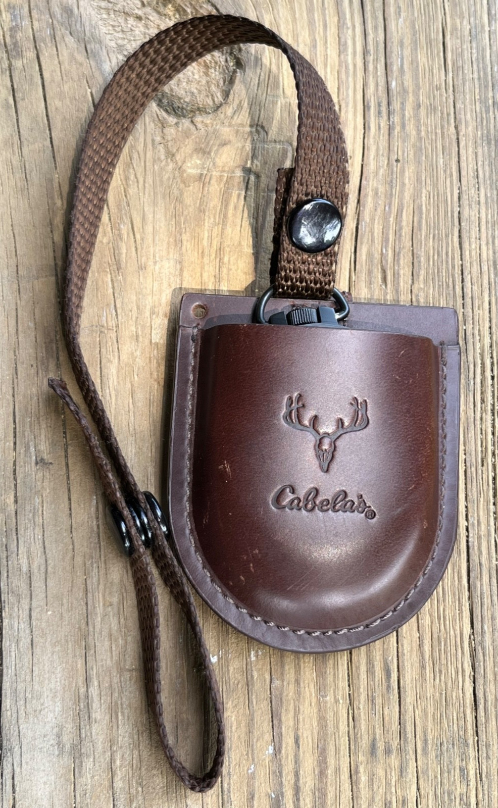 VTG Cabela’s Pocket Watch Brown Leather Case Japan Movement Outdoor Gear Field
