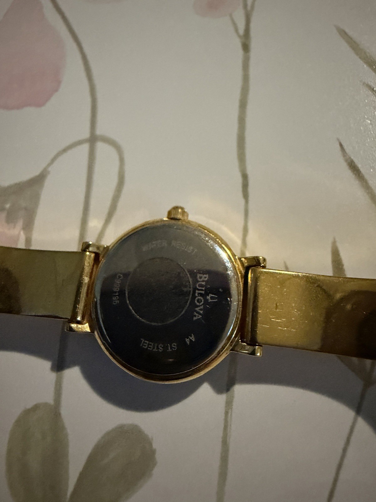 Bulova Women’s Gold-Tone Crystal Bezel Quartz Watch SN C999195. Needs Battery.