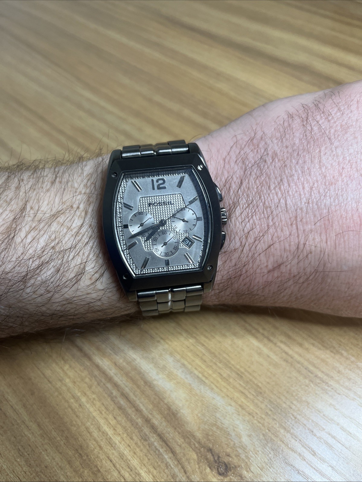 Fossil Arkitekt FS-4251 Men’s Watch Silver/grey St Steel New Battery 7/1/26