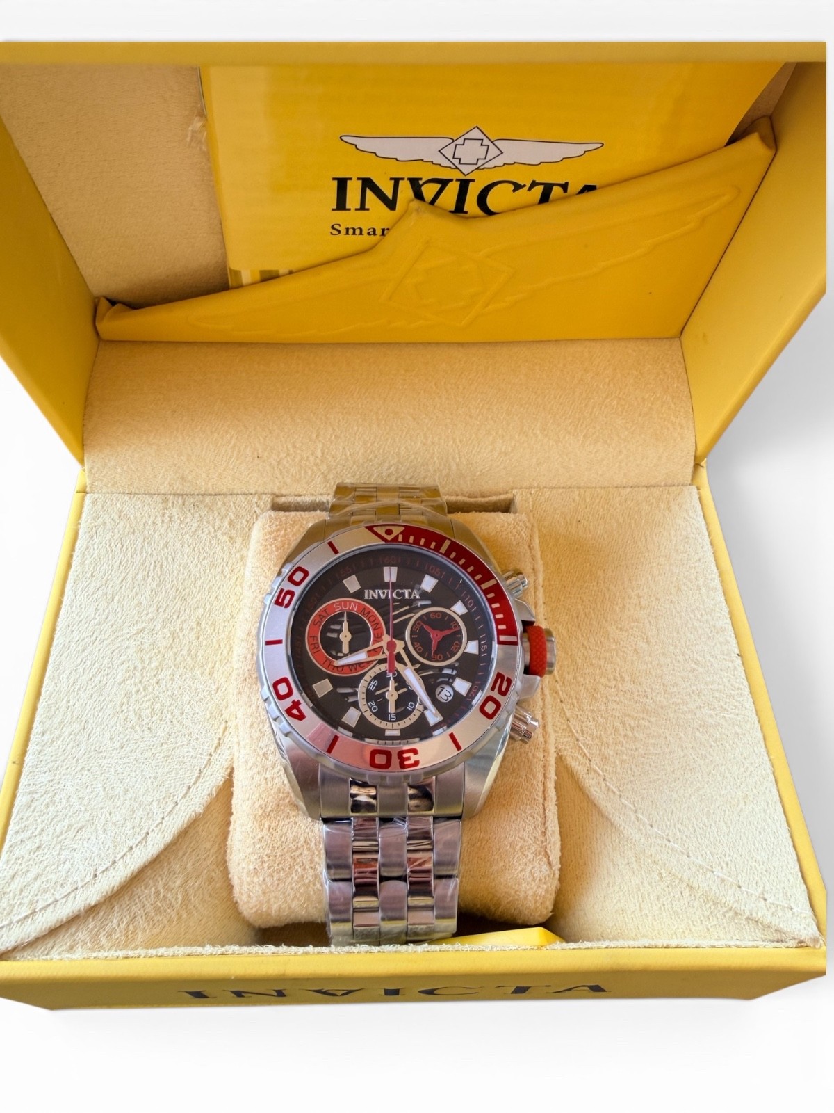 Invicta Pro Diver Scuba WAVE Ember Red 200M Men’s Diver Quartz Watch- 14725