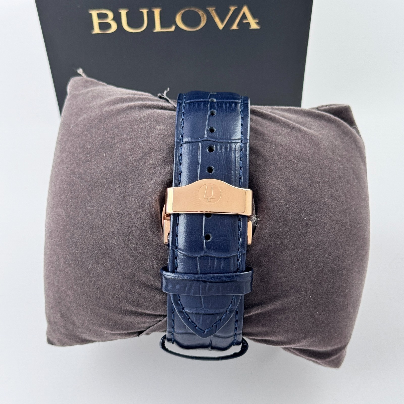 Bulova Classic Wilton 97B170 Blue Dial Leather Strap Men’s Chronograph Watch