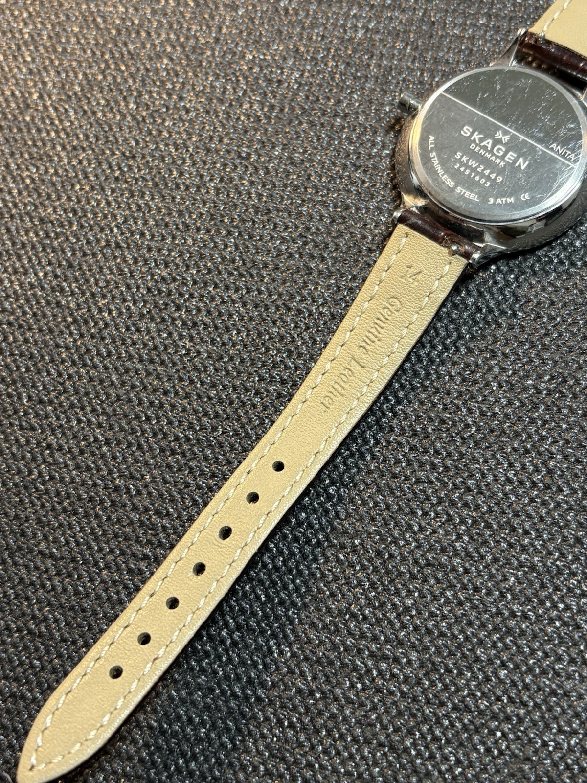 Skagen Denmark Anita Brown Leather Strap Women Watch SKW2449,Day/Date,Stainless