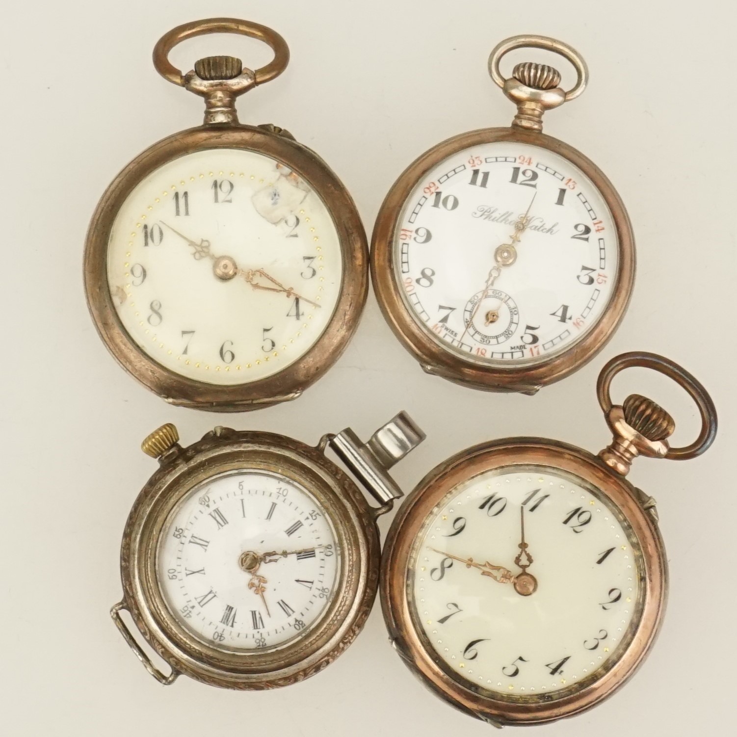 4x Silver Pocket Watch no fusee duplex gold pl wrist repeater chronograph scrap