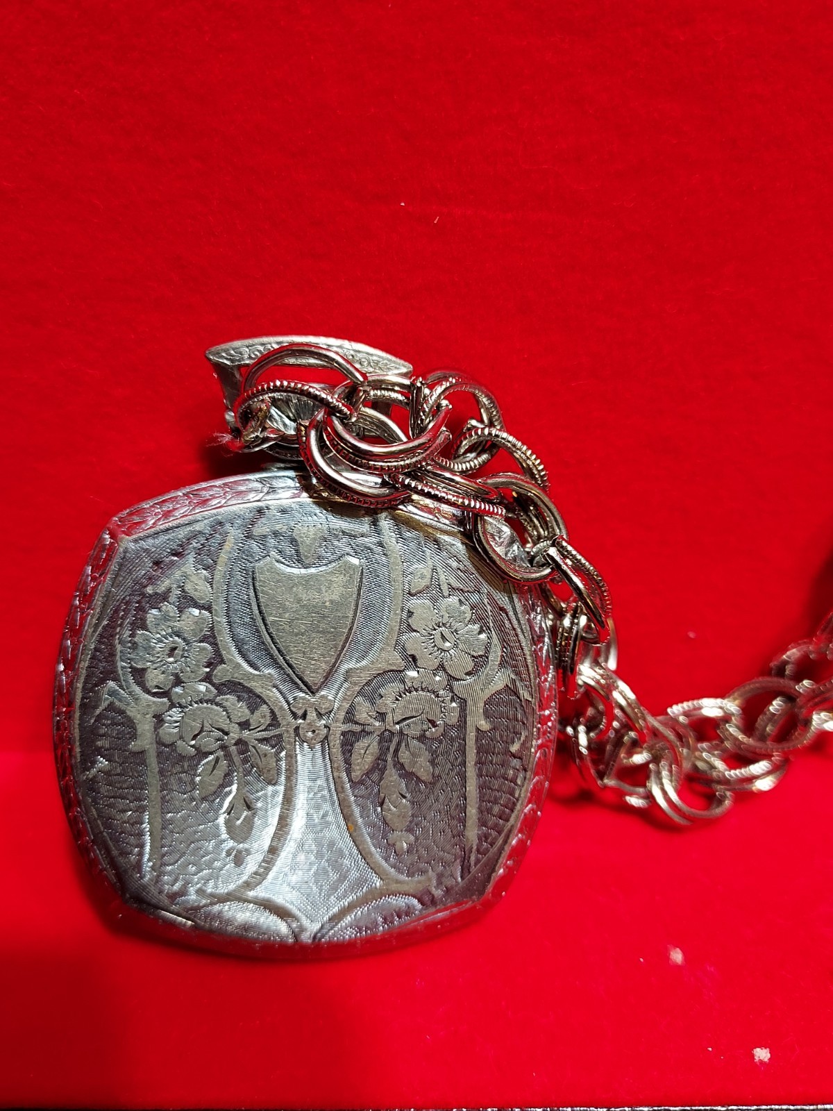 Vintage Art Deco Windsor Emblem Pocket Watch Jagot Swiss 6J Ticks Chain RUNS