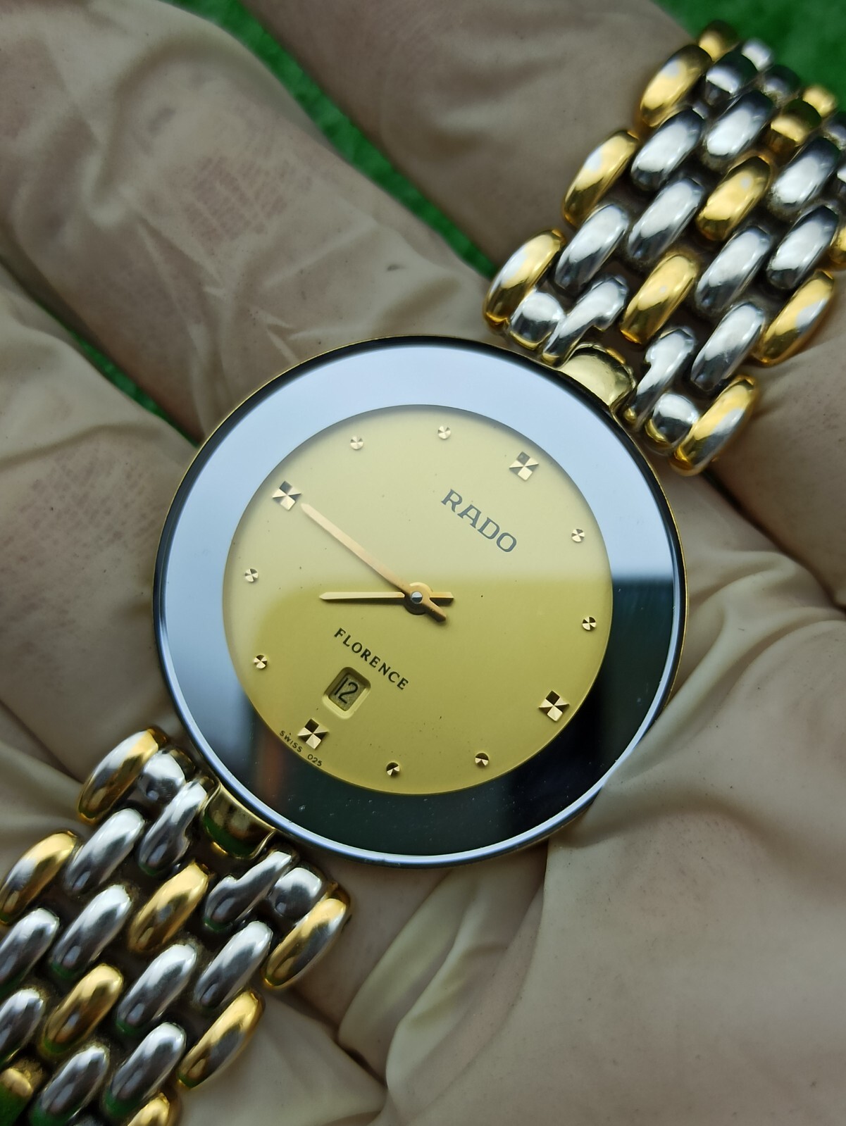 Iconic Model Rado Florence Classic Watch & Half-Gold Swiss Movement 80s Quartz