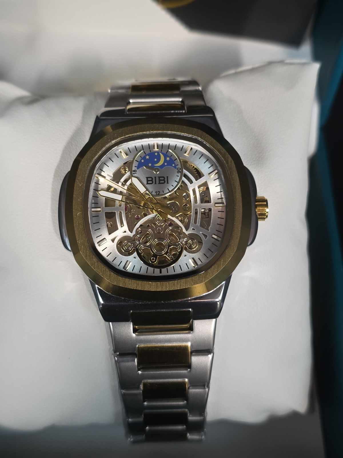 BIBI Luxury Watch Automatic Skeleton Gold And Silver Tone 9010