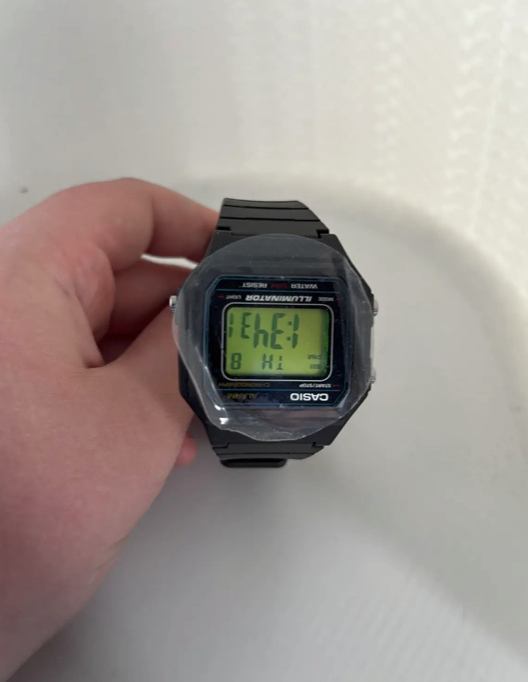 W217H casio watch modified with a green filter, pro upgrades with box and manual