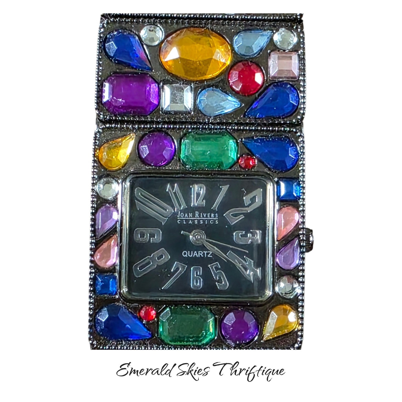 Women’s JOAN RIVERS Classics Bright Multicolored Crystal Bracelet Watch, Runs