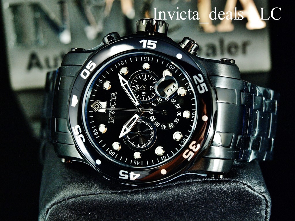 NEW Invicta 48mm Men’s Pro Diver SCUBA Chronograph BLACK DIAL Triple Black Watch