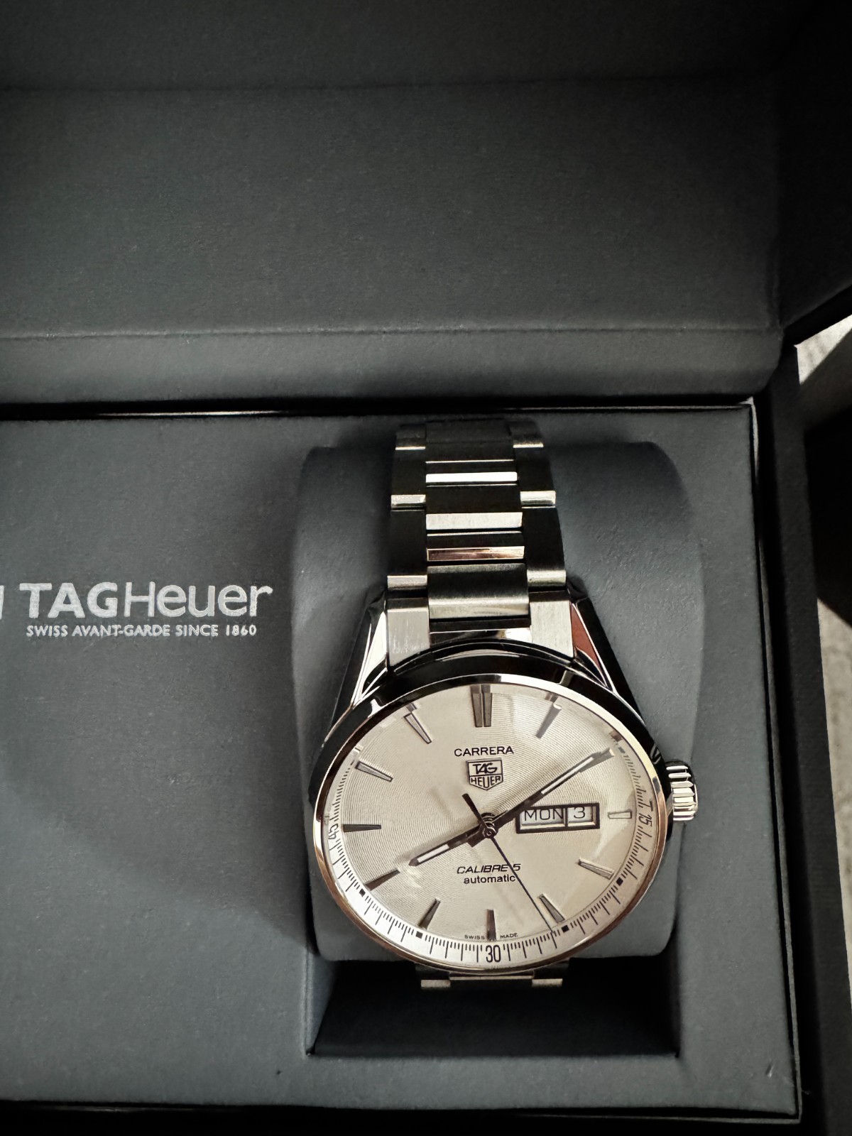 TAG HEUER Carrera Caliber 5 Automatic 41 mm Mens Watch WAR201B.BA0723 White Dial