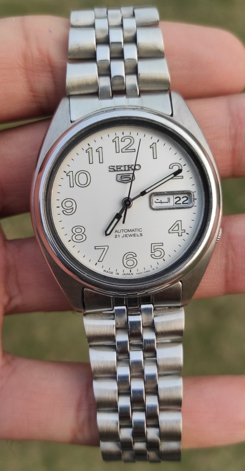 Seiko 5 Automatic 7S26-3119 White Dial Day Date 21 Jewels Men’s Vintage Japan